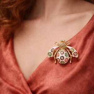 Vintage Bee Multicolor Gold Brooch